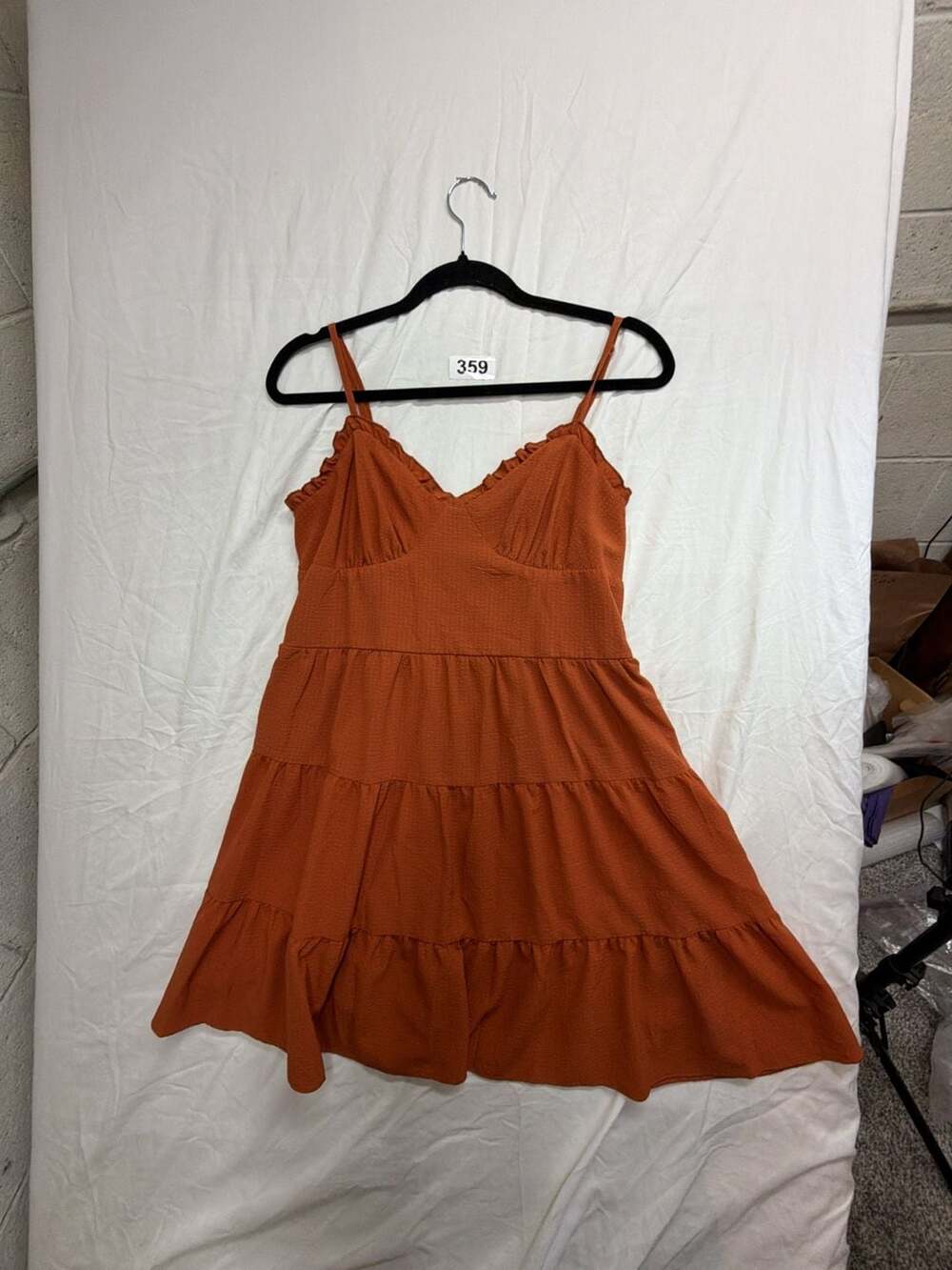 No Boundaries Women's Tiered Mini Dress Orange Size L (12-14)